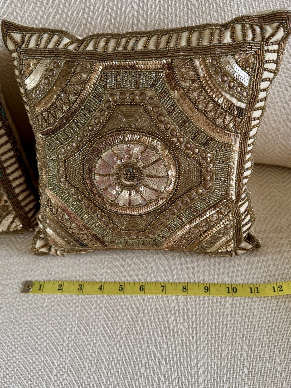Pier 1 Gold and Brown Beaded Accent Pillows - Pair - Picture 6 of 10